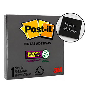Bloco Autoadesivo 76x76mm c/ 60fls Preto Post-It - 3M