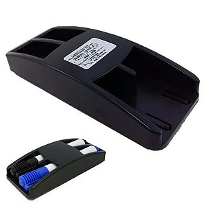 Apagador Quadro Branco Plástico Preto c/ suporte canetas Carbrink