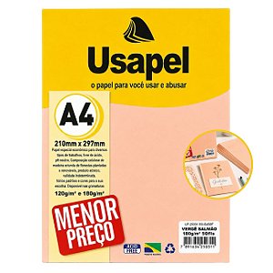 Papel Vergê A4 180g Pacote 50 Folhas Cor Salmão Usapel