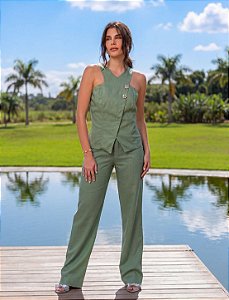 Conjunto feminino Verde de Linho - Via Sampa