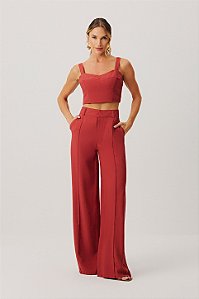 Calça Feminina Wide Nervuras Preta - Meia Loka