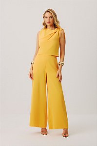 Calça Feminina Pantalona Amarelo Mostarda - Meia Loka