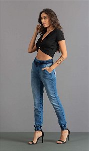 Calça Feminina Jeans Cropped Push Up - Divero Jeans - Roupa