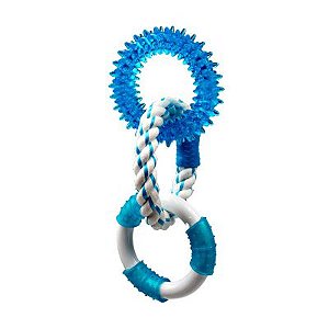 Brinquedo Interativo puxador argolas anéis triplo de nylon e corda para cachorros Canine Clean