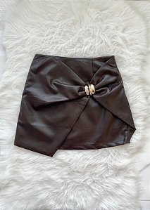 Saia de Couro Marrom