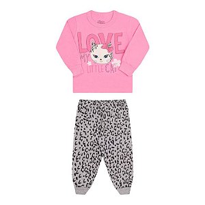 Pijama feminino manga longa brilha escuro cor babaloo e mescla