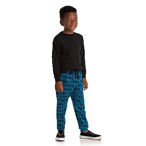 Calça masculina moletom com cordão decorativo e toda estampada