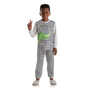 Pijama masculino com estampa de crocodilo que brilha no escuro