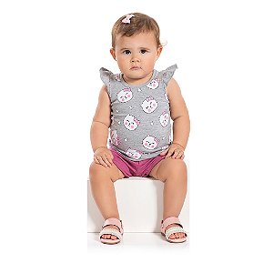 Conjunto gatinha em cotton e moletinho, estilo para meninas