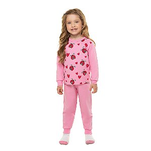 Pijama infantil feminino estampa joaninhas que brilha no escuro