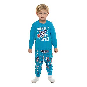 Pijama infantil masculino, peluciado, estampa espaço que brilha no escuro