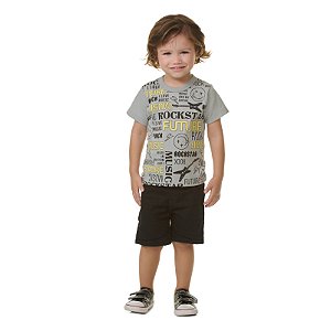 Camiseta masculina em meia malha rock