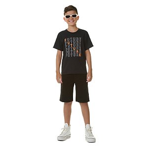 Camiseta masculina Future em meia malha com detalhe em puff