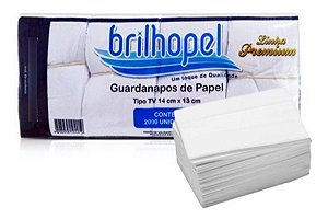 GUARDANAPO DE PAPEL TIPO TV BRILHOPEL 14X13CM C/ 2000 UNIDADES