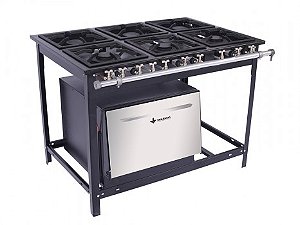 Fogão Industrial 6 Bocas QSQD Com Forno a Gás Venâncio Extra E6D3F