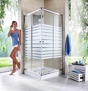 Adesivo Branco Faixas Para Box / Banheiros Altura 105 X Largura 65 cm