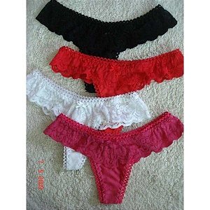 calcinha de algodão com renda lote com 50 unidades cores e tamanhos variados