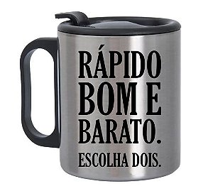 Caneca de Alumínio com Tampa para Viagem Rápido Bom e Barato