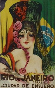 Cartão Postal Antigo Original da Década de 30, Ilustrado por Mora, Rio de Janeiro, Mulher Espanhola. Não Circulado