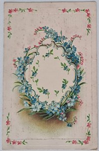 Cartão Postal Antigo Floral, Com Janela Central Para Mensagens, Circulado em 1908