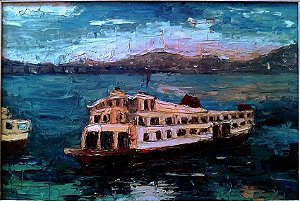 Ligia Spinelli - Quadro Barca Da Cantareira, Óleo sobre Eucatex