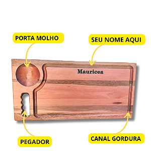 Tabua de Madeira para Churrasco e Legumes Personalizada Porta molho