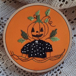 Bordado abóbora de Halloween