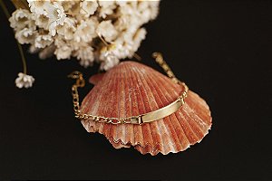 PULSEIRA INFANTIL FOLHEADA A OURO 18K PLACA PARA GRAVAÇÃO