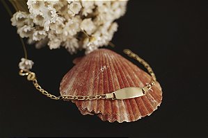 PULSEIRA INFANTIL FOLHEADA A OURO 18K PLACA PARA GRAVAÇÃO