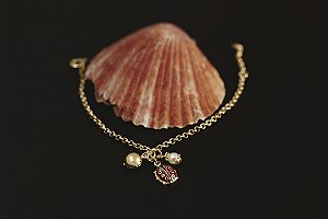 PULSEIRA INFANTIL JOANINHA PÉROLA FOLHEADO A OURO 18K