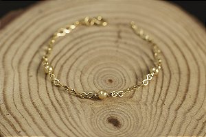 PULSEIRA INFANTIL BOLINHAS FOLHEADO A OURO 18K