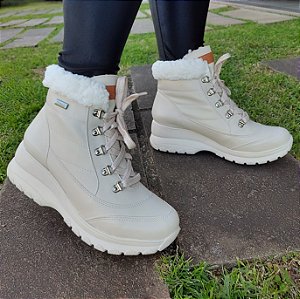 -Bota Com lã El Quique Off White Forrada com Lã