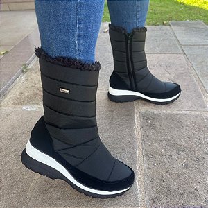 -Bota Llao Cano Médio Forrada com Lã Nylon Peluciada