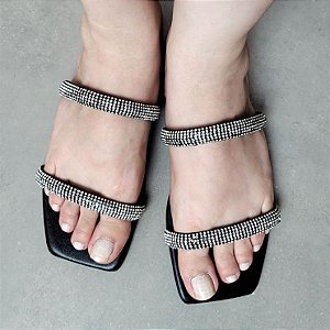 -Rasteira Tiras Brilho Rasteirinha Chinelo Najo