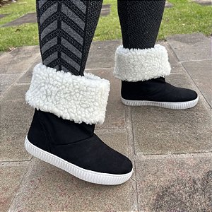 Bota Feminina Arties Forrada Nobuck e Lã Inverno Confortável