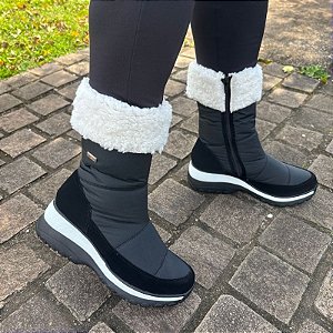 -Bota Com lã Ushuaia Nobuck com nylon preto