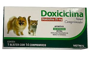 Antibiótico Doxiciclina Vetnil 25mg para Cães e Gatos