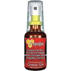 Spray Vermelho - Mel e Propolis Eucalipto, Roma, Gengibre e Hortela 30ml Propolyz