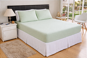 LENÇOL KING DE MALHA 03 PEÇAS VERDE MENTA - 3330