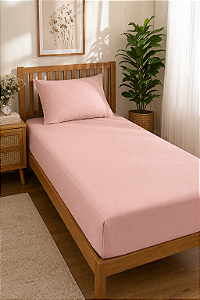 LENÇOL SOLTEIRO DE MALHA 02 PEÇAS ROSA CHÁ - 1770