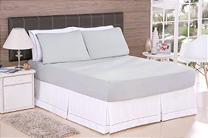 LENÇOL CASAL PADRÃO DE MALHA 03 PEÇAS CINZA CLARO - 1831