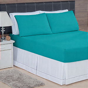 LENÇOL KING DE MALHA 03 PEÇAS VERDE MAR NORONHA - 3330