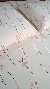 LENÇOL SOLTEIRO DE MALHA 02 PEÇAS ESTAMPA BEM ME QUER