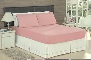 LENÇOL KING DE MALHA 03 PEÇAS ROSA CHÁ- 3330