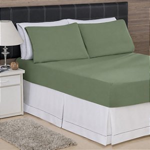LENÇOL QUEEN DE MALHA 03 PEÇAS VERDE FERN - 2197