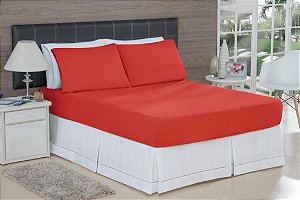 LENÇOL CASAL PADRÃO DE MALHA 03 PEÇAS VERMELHO - 1831