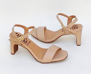 Sandália LINY , salto  8 cmts, couro nude