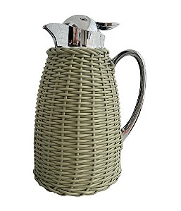 Garrafa Térmica Aço Inox - Jurerê - Vime Sintético - Verde Oliva