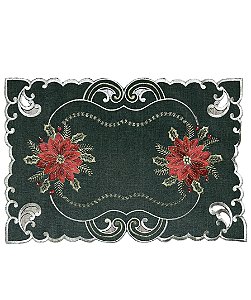 Jogo Americano Verde Bordado Flor de Natal