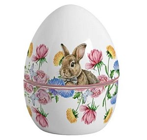 Pote de Cerâmica Ovo de Páscoa Decorativo Médio Easter Flowers